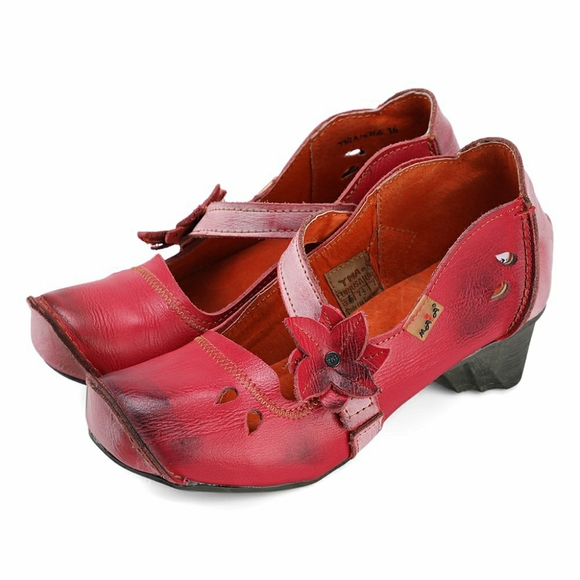 TMA Eyes Shoes Tma Eyes Red Floral Leather Loafers Women 95 M Poshmark